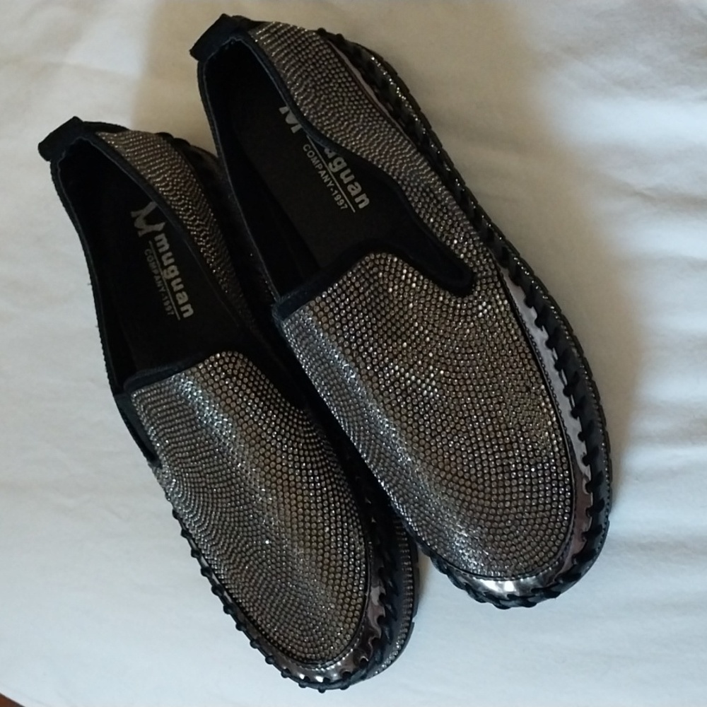 Embellished Silver Slip-On Platform Loafers for Women